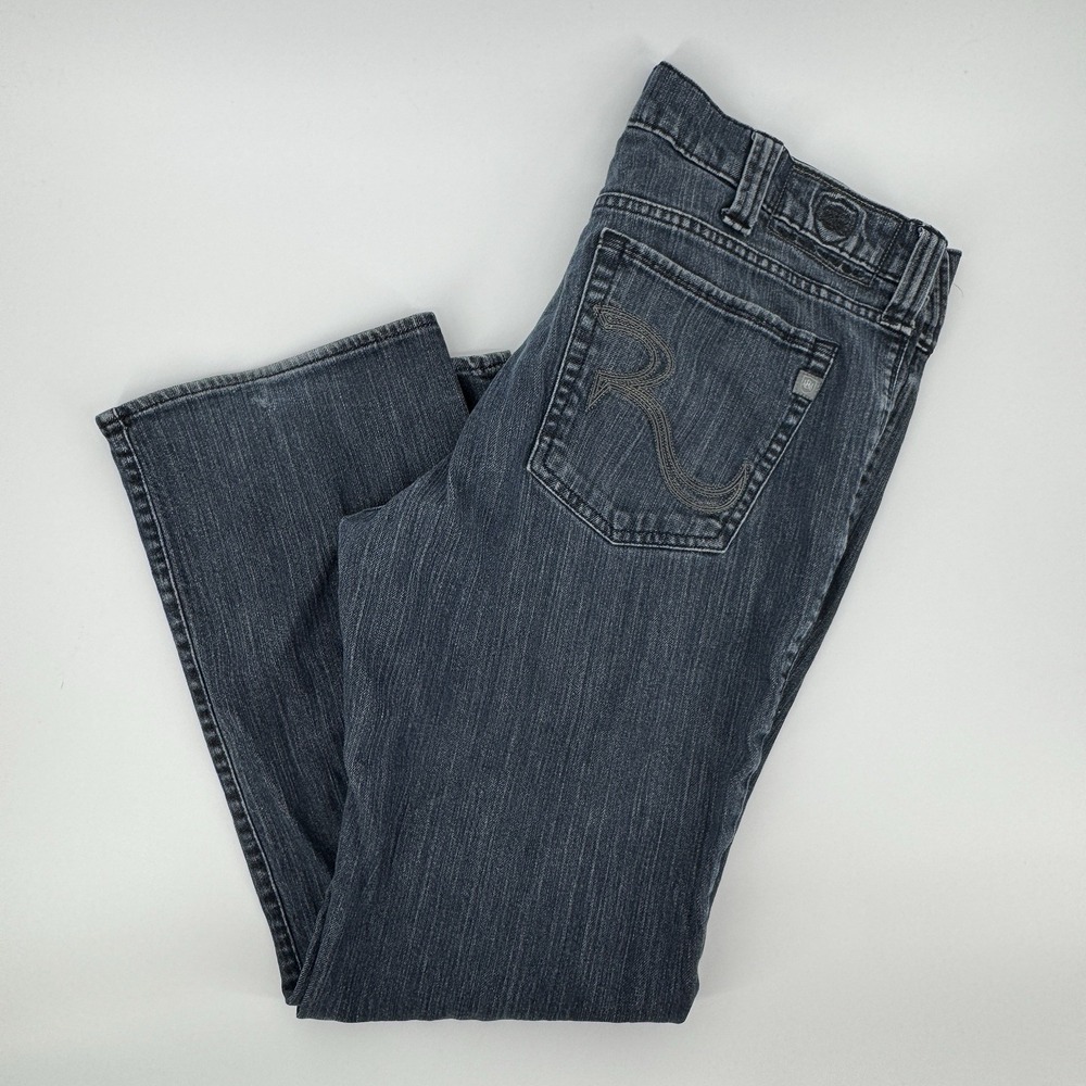 Rock & Republic Raw Denim Straight Leg Blue Stretch Jeans Mens 38x30 Y2K Classic